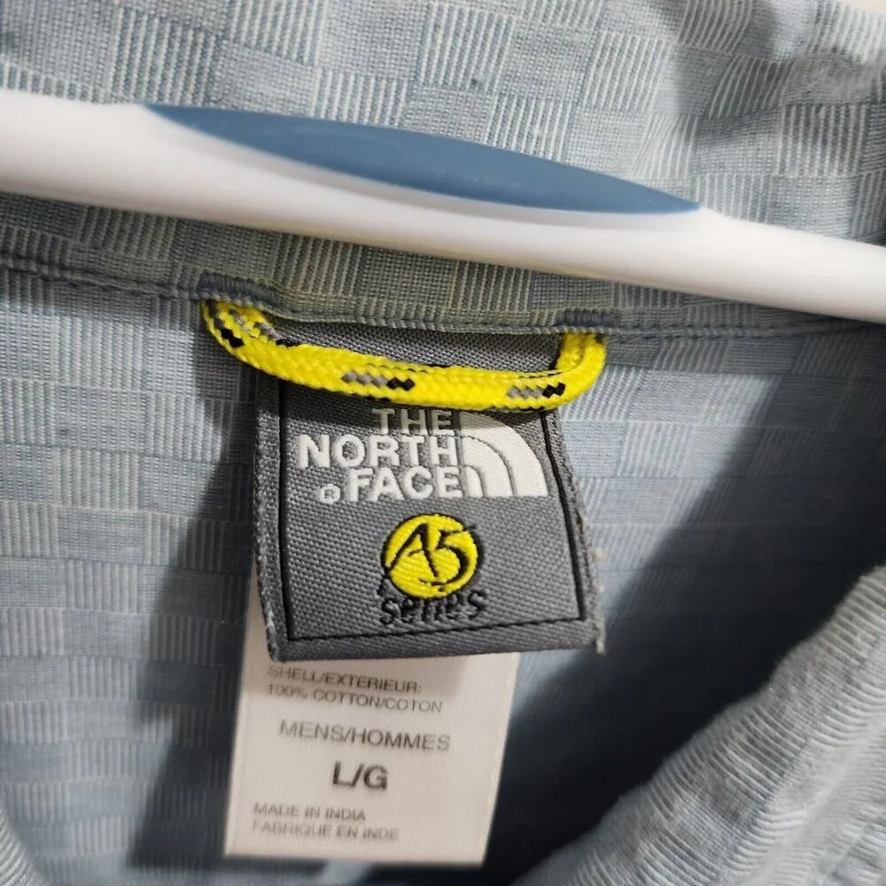 The North Face‎ A5 Series Blue Button Up Short Sleeve Pocket Shirt Size L Cotton